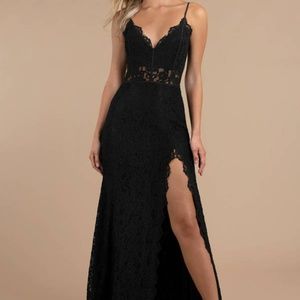 Mesh side slit lace maxi dress - Tobi